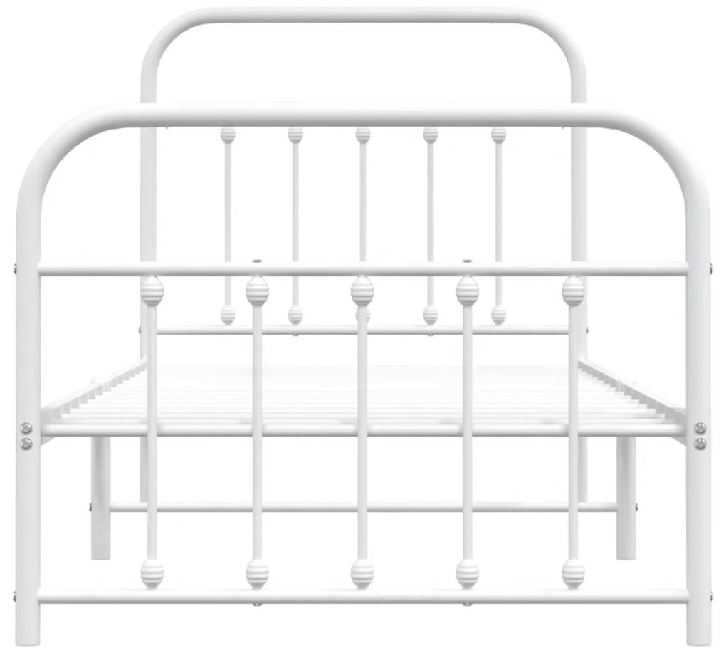 Estrutura de cama com cabeceira e pés 90x190 cm metal branco