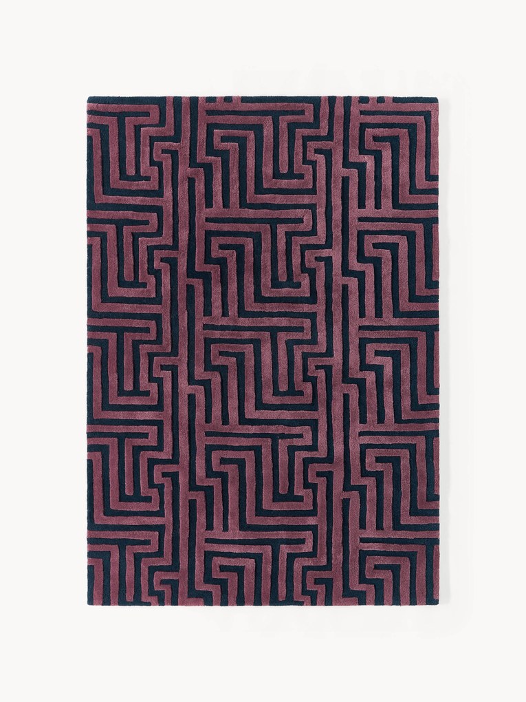 Tapete em lã artesanal com relevo Monty