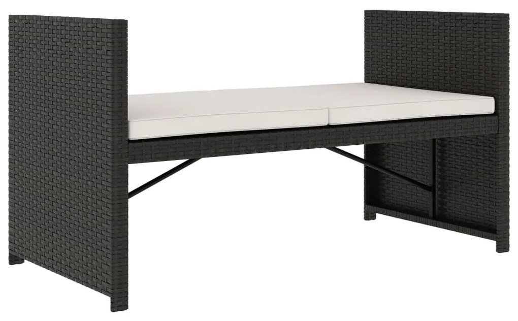 5 pcs conjunto lounge de jardim c/ almofadões vime PE preto