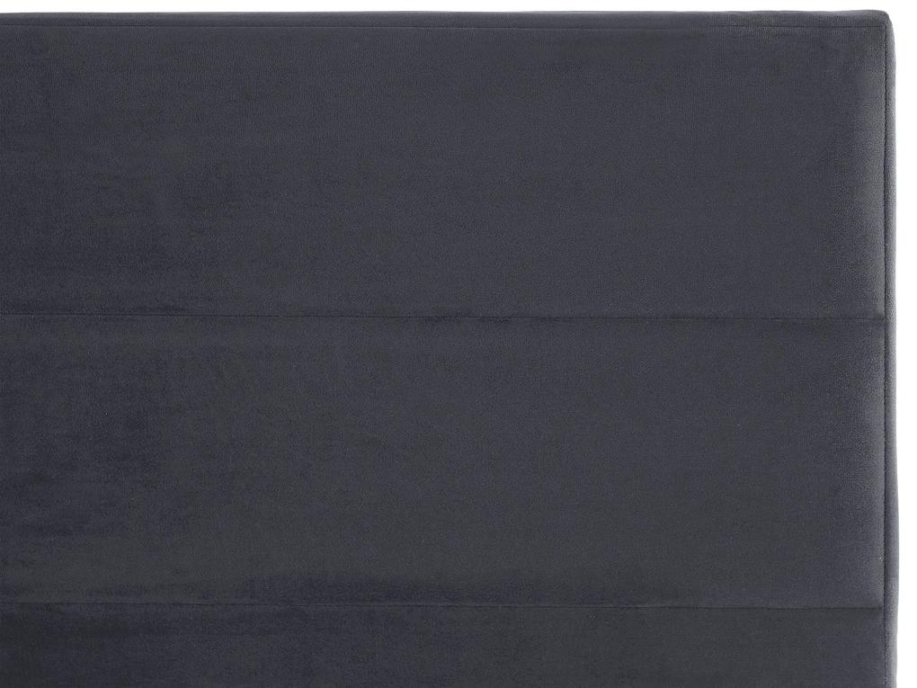 Cama de casal em veludo cinzento escuro 140 x 200 cm BELLOU Beliani