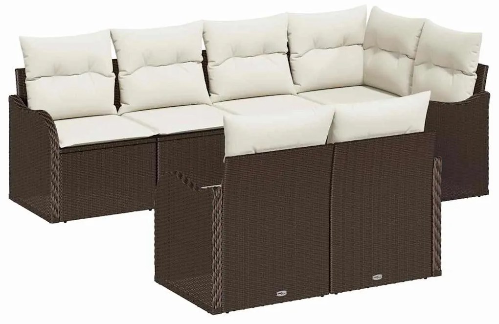Conjunto de Sofá de Jardim vidaXL 7 peças com Almofadas Rattan Sintéti