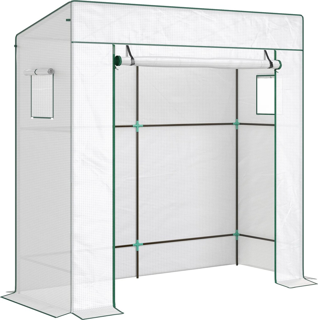 Outsunny Estufa de Exterior com Janelas de Rede e Porta com Fecho de Correr para Cultivar Plantas e Flores 196x77x197 cm Branco | Aosom Portugal