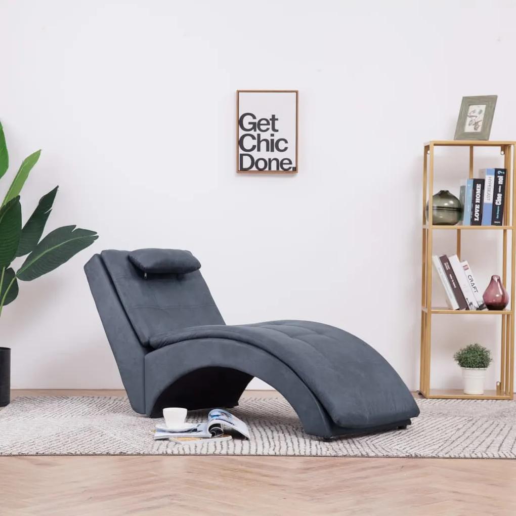 Chaise longue com almofada camurça artificial cinzento