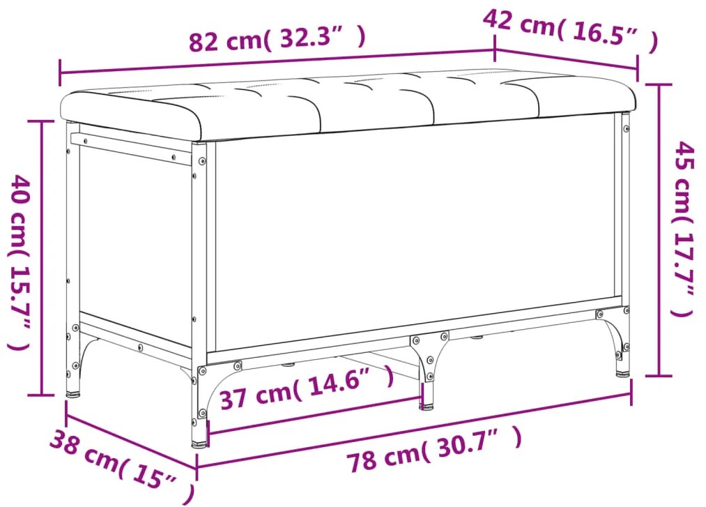Banco arrumação 82x42x45 cm derivados madeira carvalho castanho