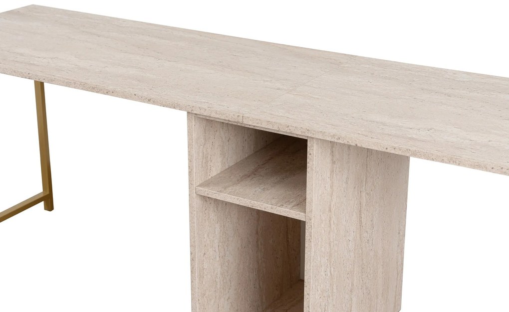Secretária Twin Study Desk – Travertine Gold – 240 cm x 74 cm x 60 cm