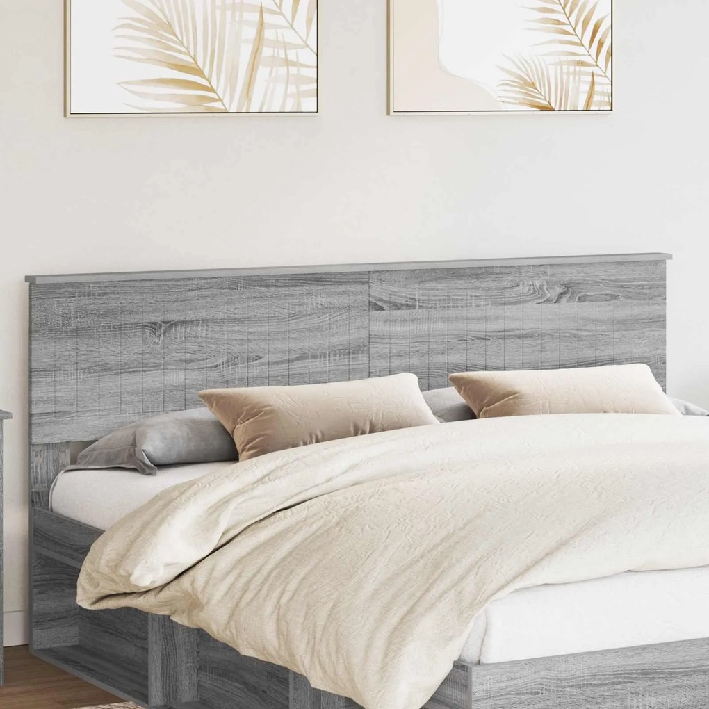 vidaXL Cabeceira com cabeceira Cinza Sonoma 180 cm Madeira processada