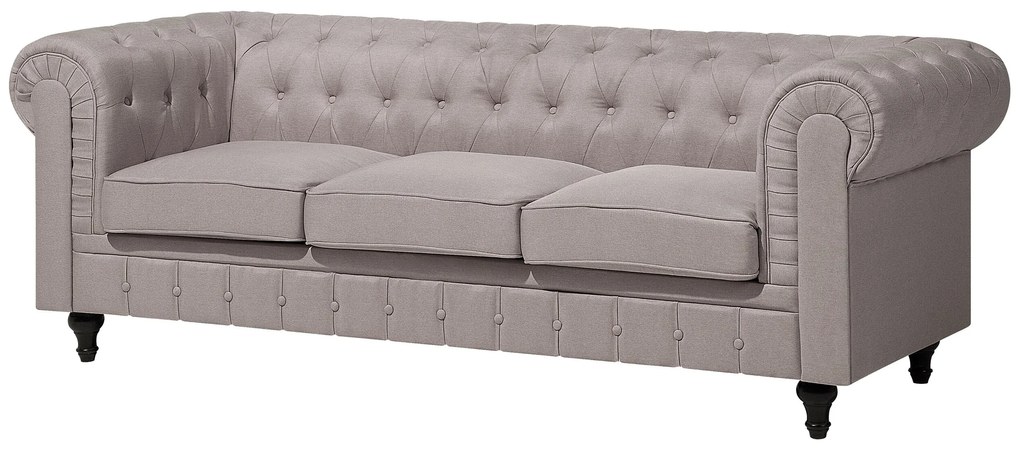 Sofá de canto com 6 lugares versão à direita em tecido creme CHESTERFIELD Beliani