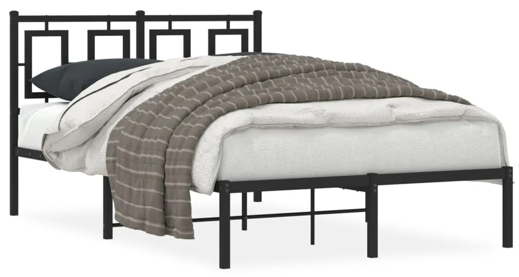 vidaXL Estrutura de cama com cabeceira 120x200 cm metal preto