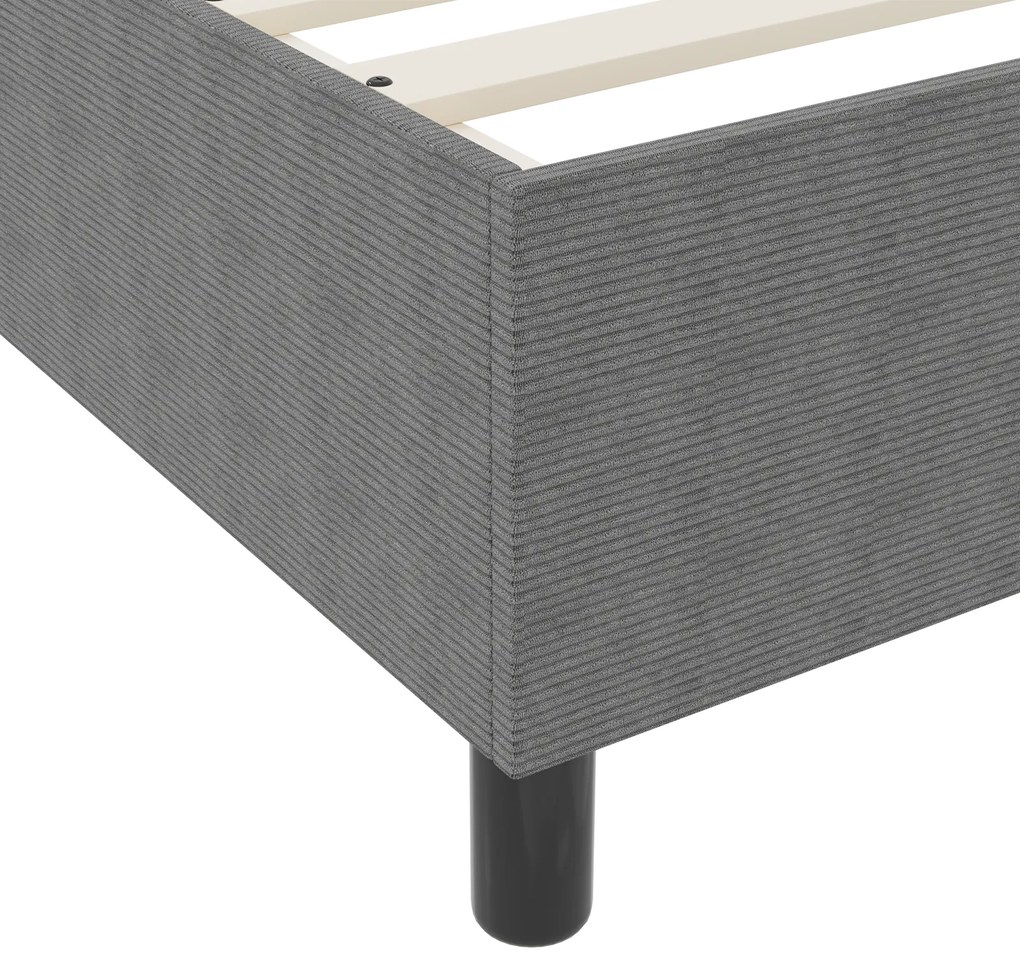 Cama Box Spring Cinza Claro 90x200 cm Tecido Cotelê