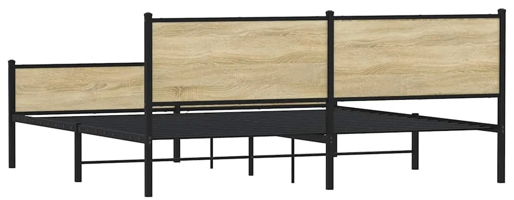 Estrutura de cama sem colchão 200x200cm metal carvalho sonoma