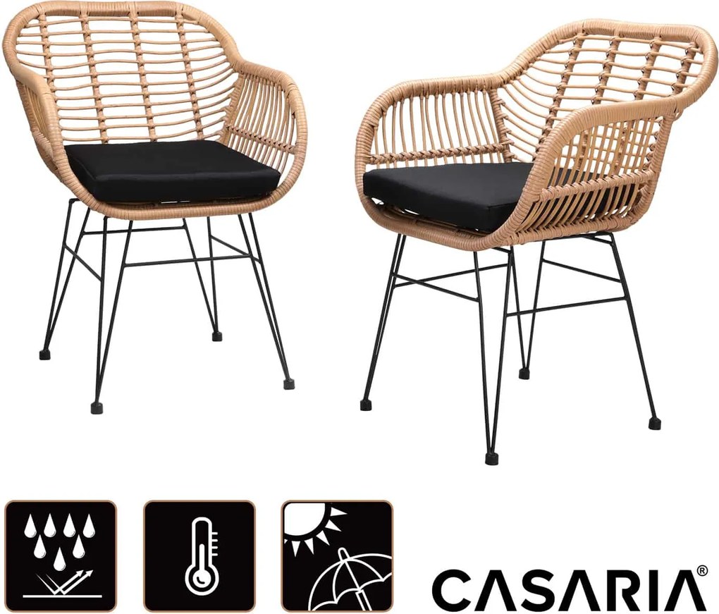 Conjunto 2 Cadeiras de Jardim de vime Polyrattan Bali natural