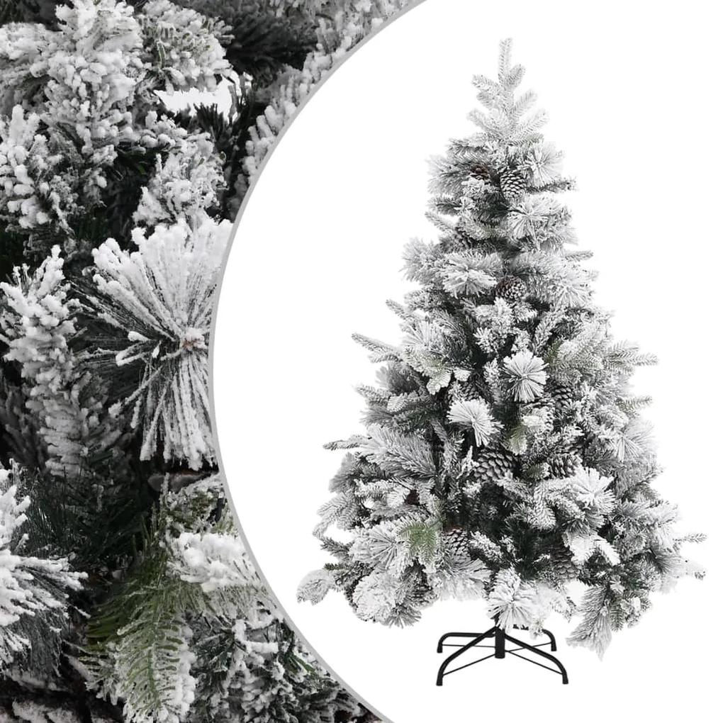 340530 vidaXL Árvore de Natal c/ flocos de neve e pinhas 150 cm PVC e PE