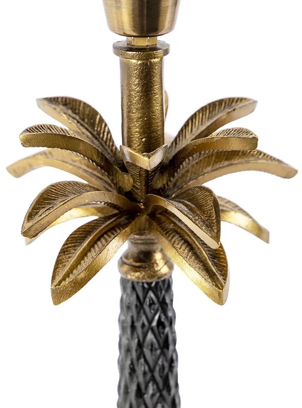 Candeeiro de mesa Art Deco bronze com cúpula em veludo vermelho 35 cm - Areka Art Deco