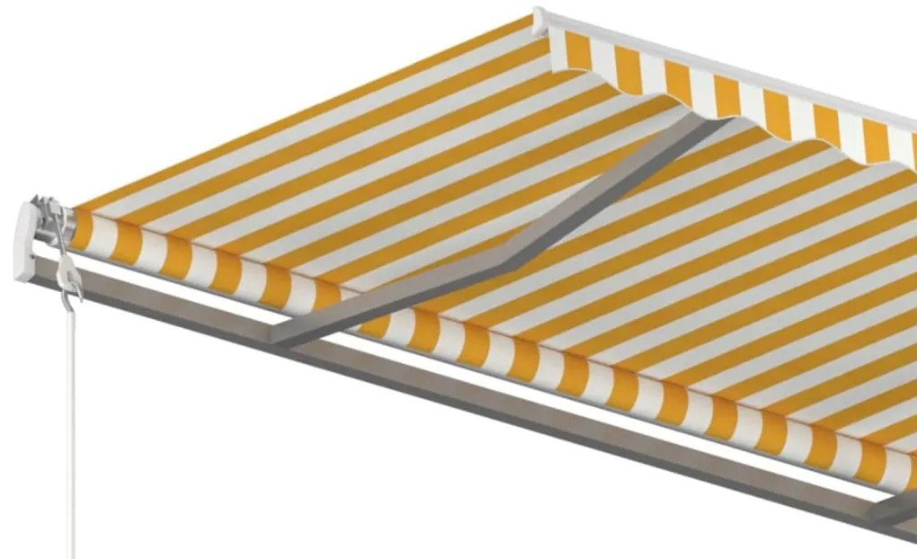 Toldo retrátil manual com postes 4,5x3,5 m amarelo e branco