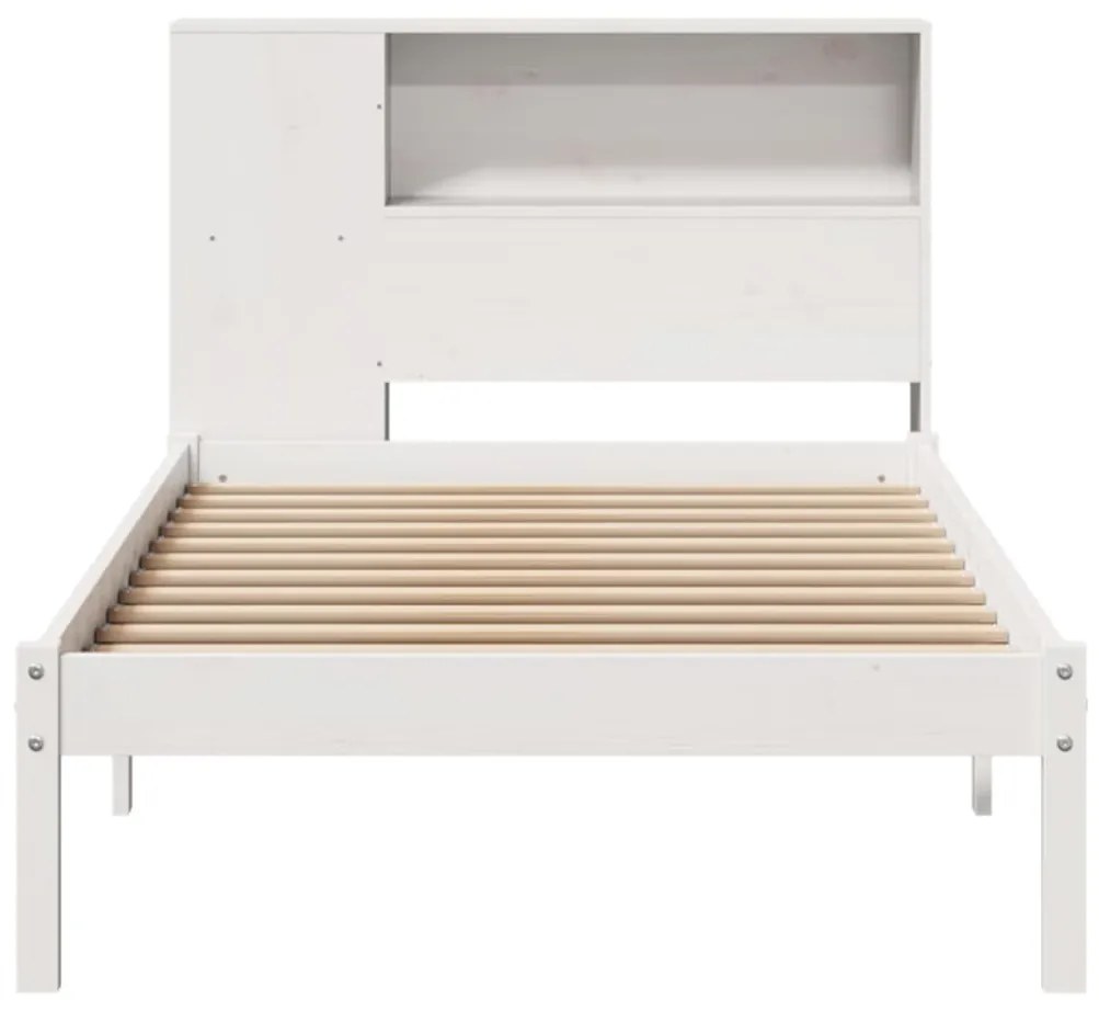 Cama com estante sem colchão 100x200 cm pinho maciço branco