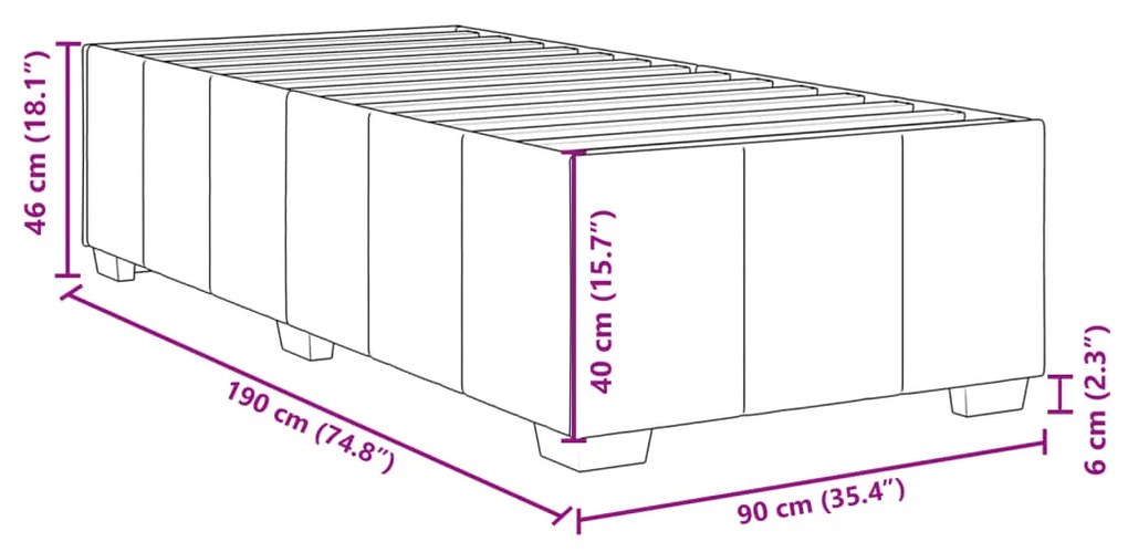 Estrutura de cama sem colchão 90x190 cm tecido preto