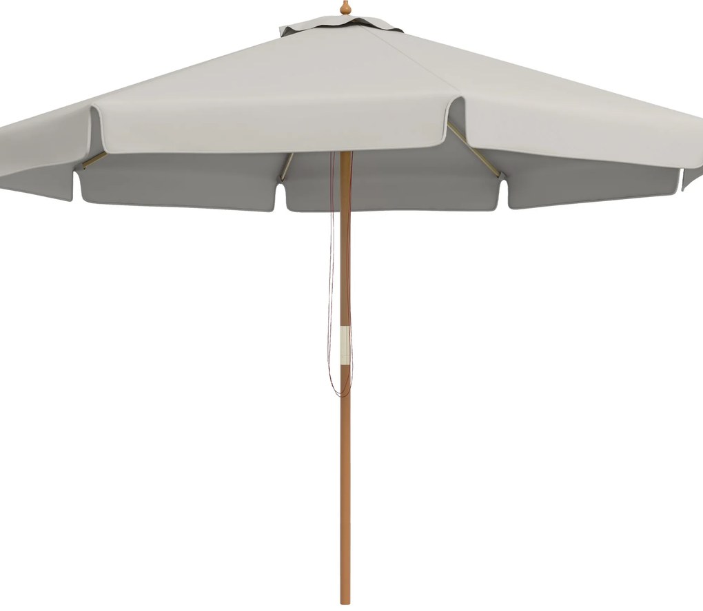 Outsunny Chapéu de Sol de Jardim Ø325x250 cm Chapéu de Sol de Madeira com Sistema de Polea Teto com Ventilação  Cinzento Claro | Aosom Portugal