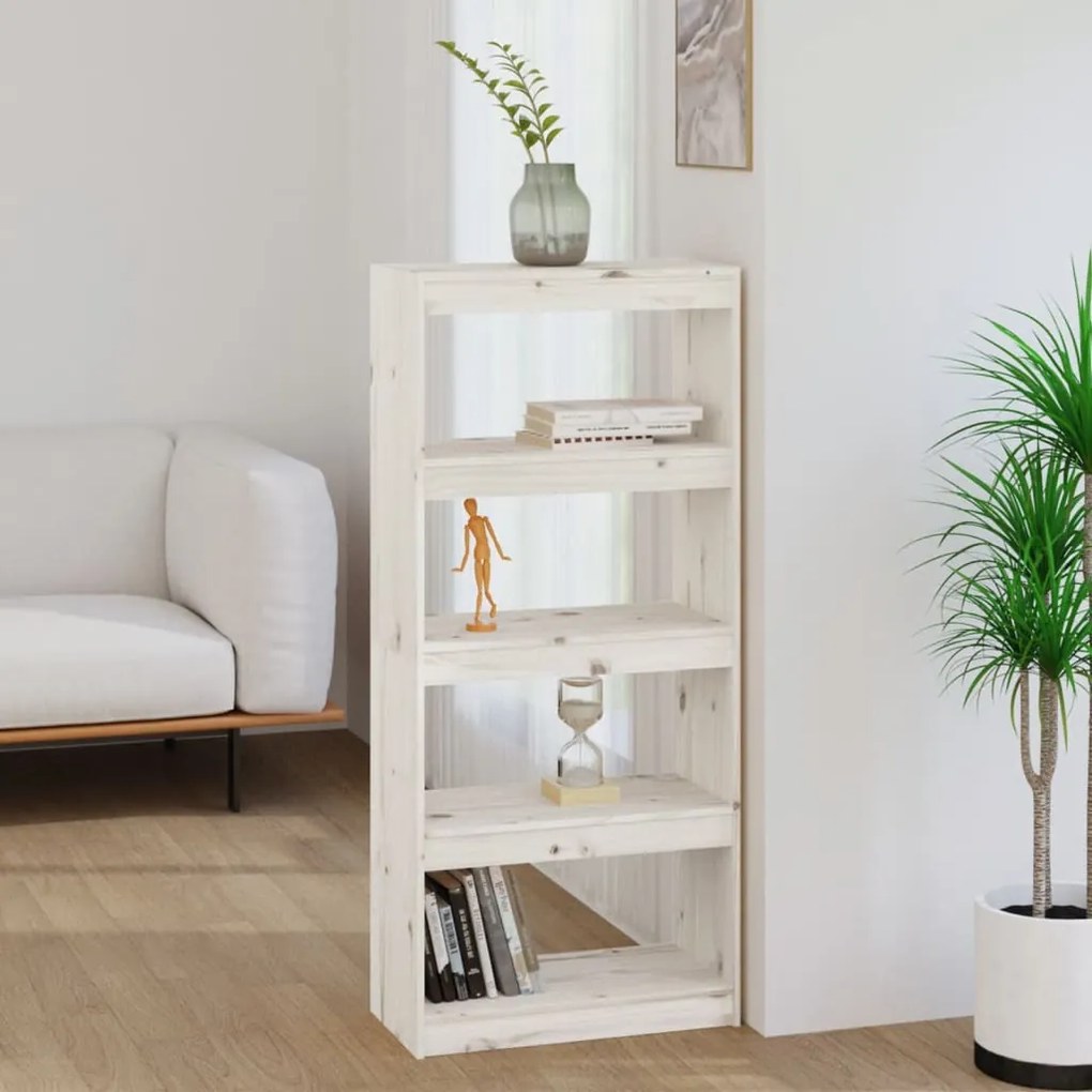 808169 vidaXL Estante/divisória 60x30x135,5 cm madeira de pinho maciça branco