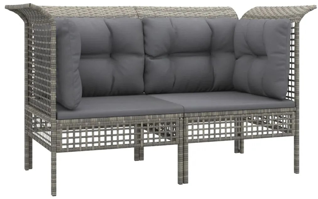 7 pcs conjunto lounge de jardim c/ almofadões vime PE cinzento