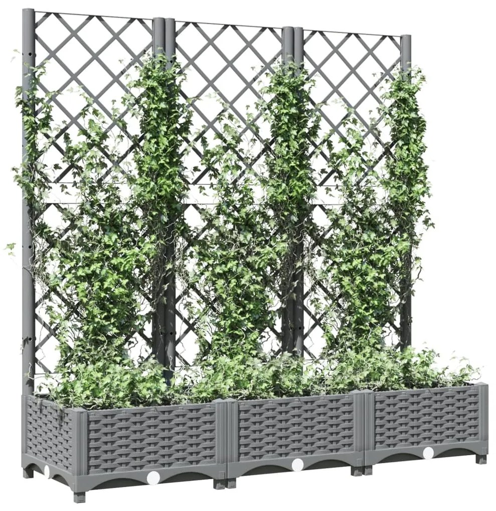 Vaso/floreira jardim c/ treliça 120x40x121,5 cm PP cinza-claro