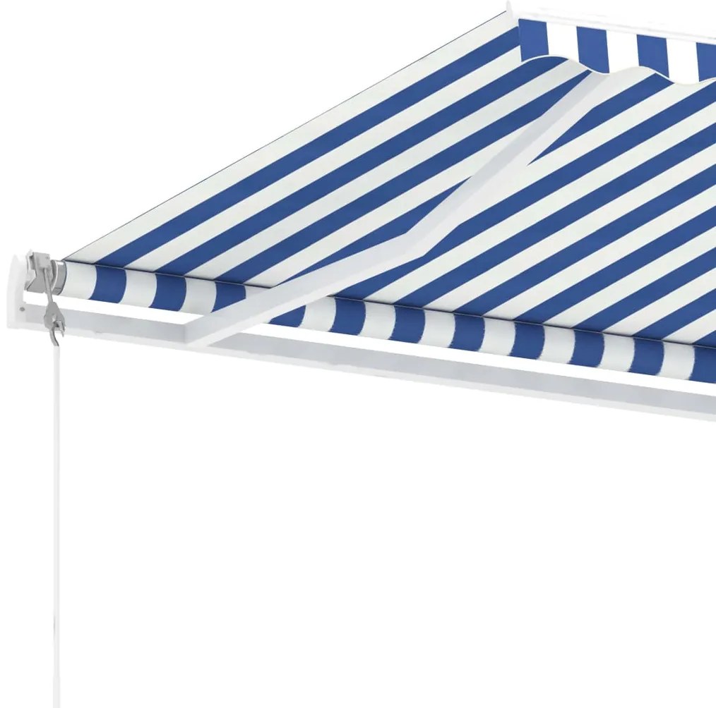 Toldo autom. LED e sensor de vento 400x300 cm azul e branco