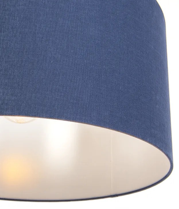 Candeeiro de suspensão moderno preto com cúpula azul antigo 50 cm - Combi 1 Moderno