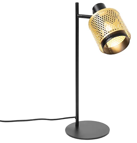 Candeeiro de mesa industrial preto com dourado - Kayden