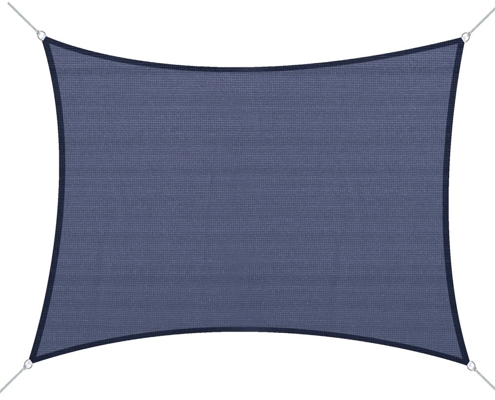 Outsunny Vela de Sombra Retangular 4x6 m Toldo de Vela HDPE com Proteção UV Aneis em Forma de D e Cordas para Jardim Pátio Piscina Azul