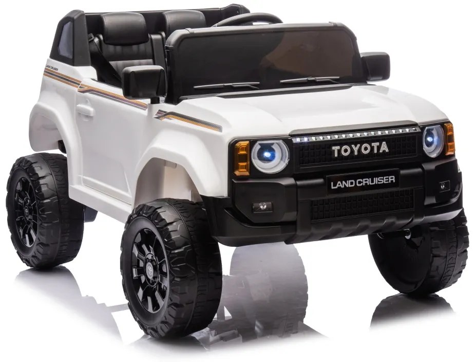 Carro elétrico para Crianças Toyota Land Cruiser PRADO 12V 4x4 Rodas Espuma EVA, assento couro ecológico Branco