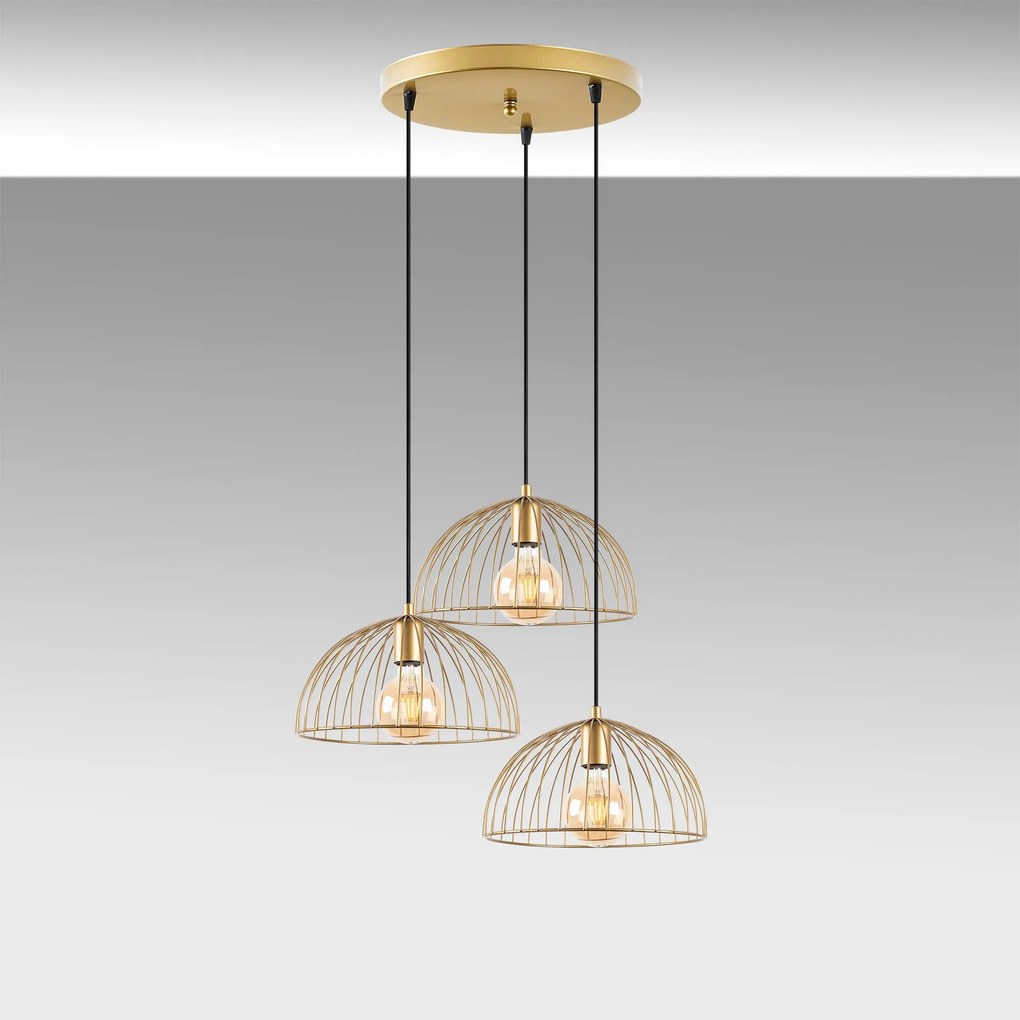 Candeeiro Telkure – Dourado Brilhante – 55 x 55 x 116 cm