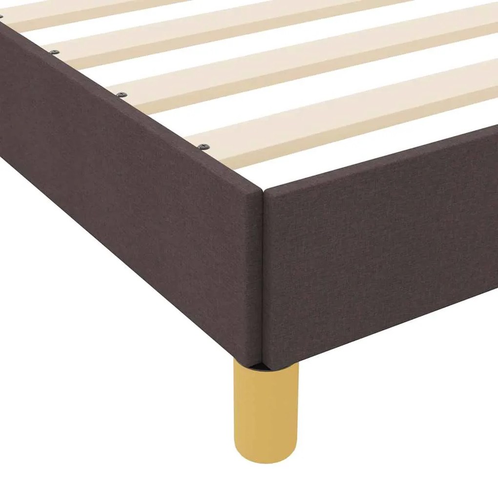 Cama Box Castanho 140 x 200 cm Tecido, Madeira de Engenharia
