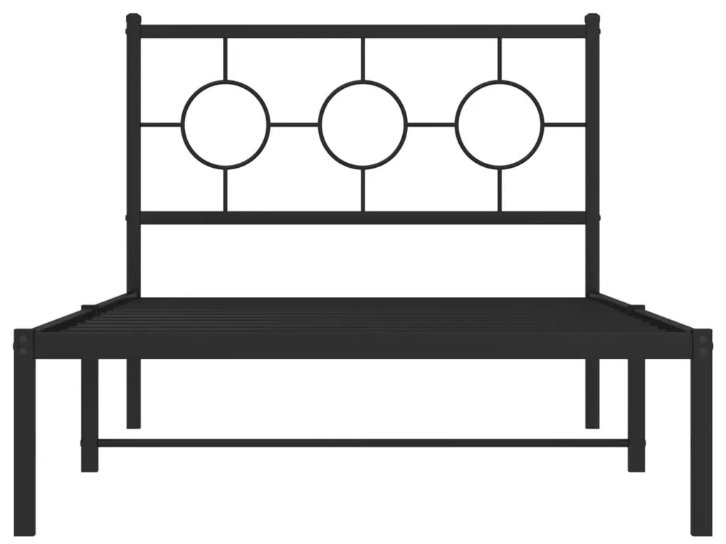 Estrutura de cama com cabeceira 100x190 cm metal preto