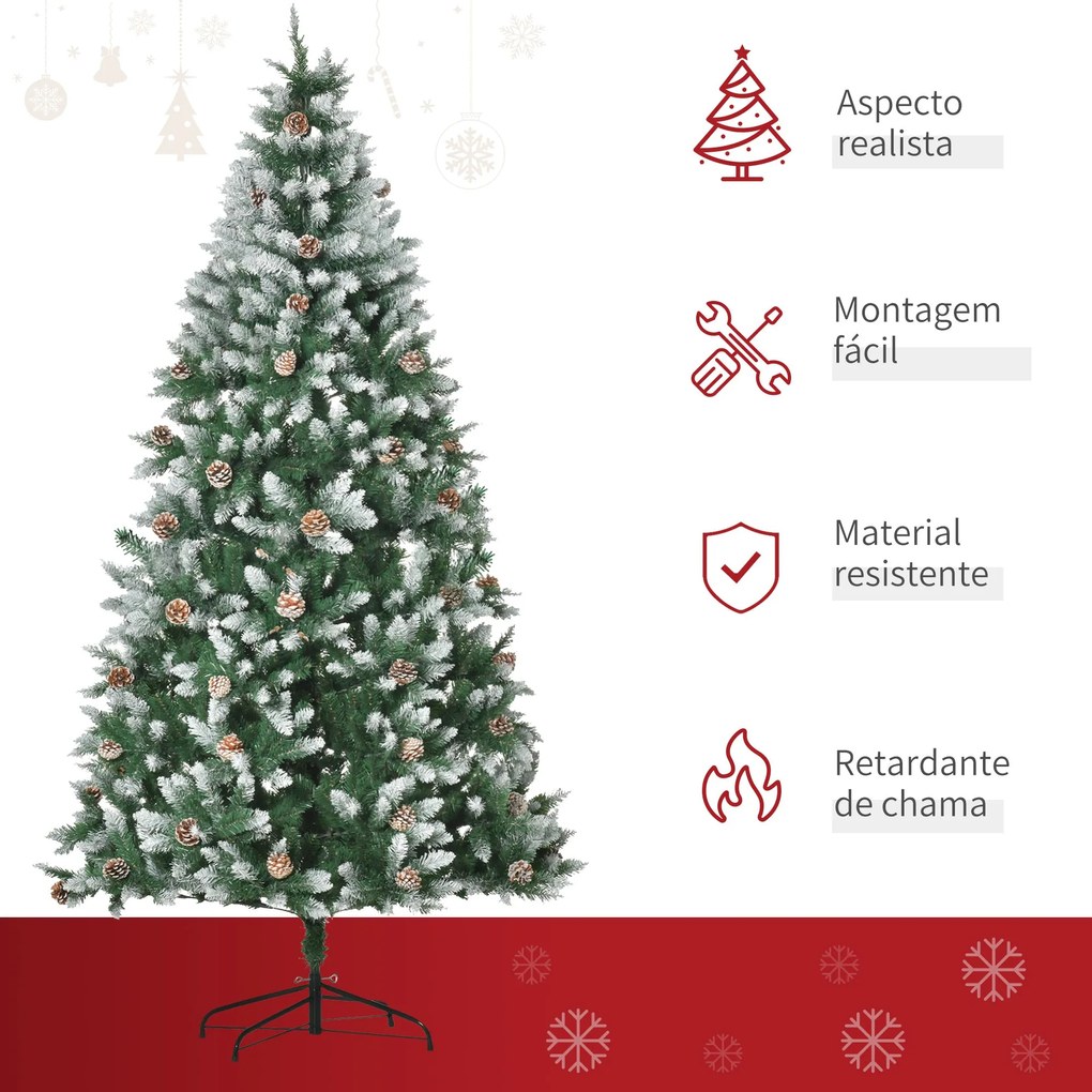 Árvore de Natal Artificial Ø105x210cm com 1440 Pontas de PVC e 75 Pinh