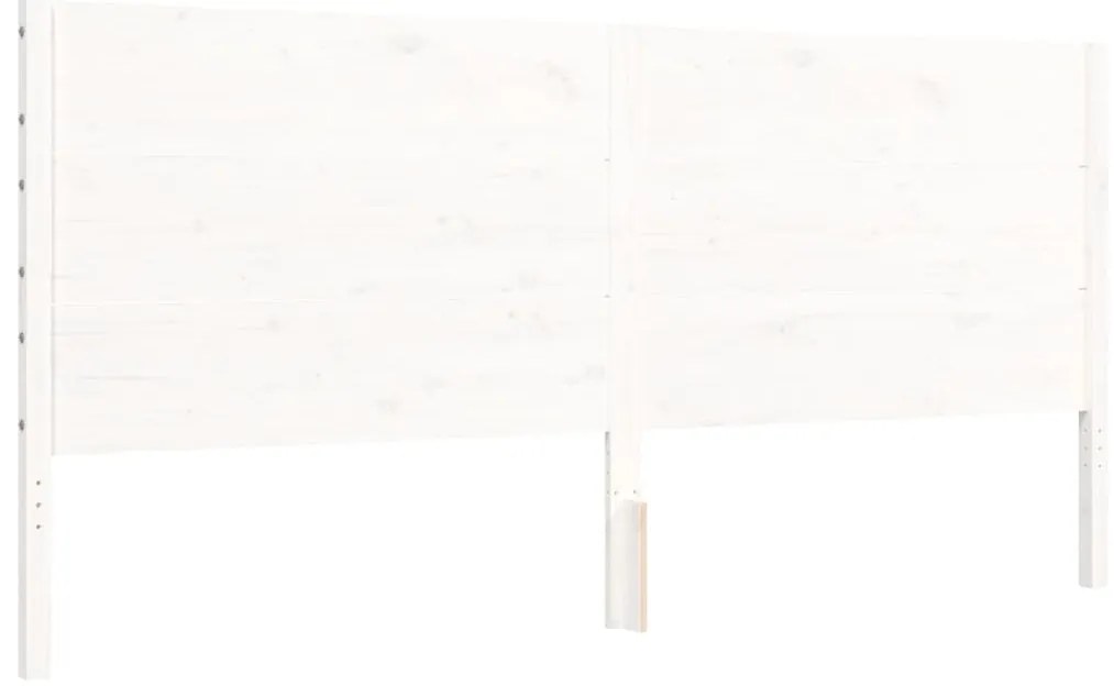 Estrutura de cama com cabeceira 200x200cm madeira maciça branco