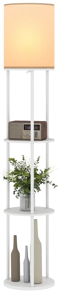 Candeeiro de Pé com Prateleiras 3 Temperaturas de Cor Controlo Remoto e Casquilho E27 Ø29x158 cm Branco