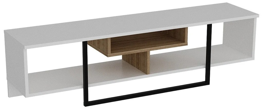 Móvel TV Asal – Branco Preto Carvalho – 149,4x40,2x35,2 cm
