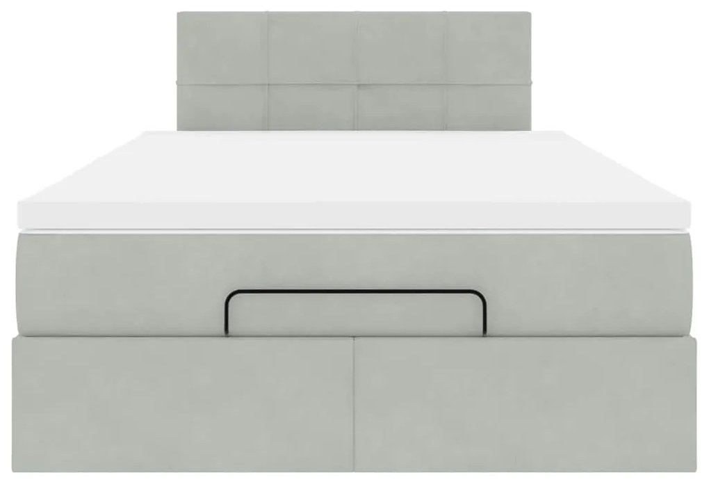 Cama otomana com colchão cinza claro 120x190 cm Veludo
