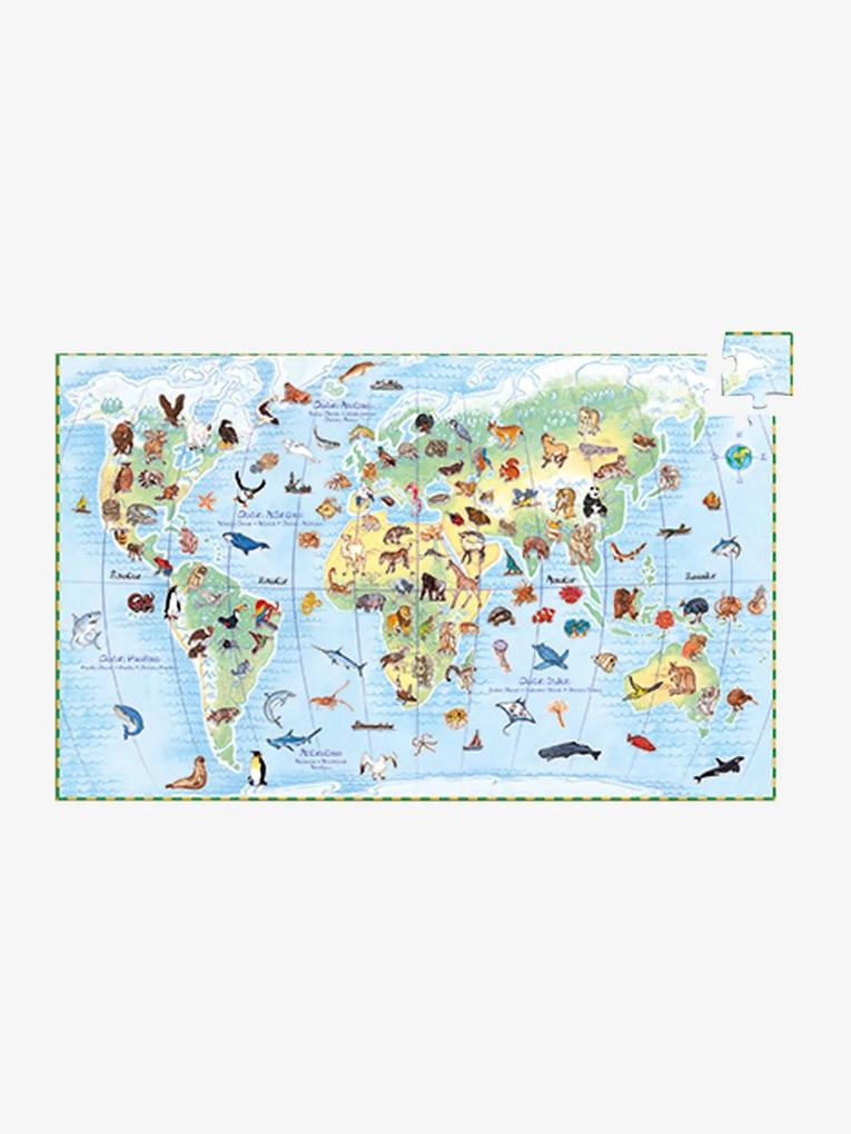 Puzzle de 100 peças Os animais do mundo, da DJECO multicolor
