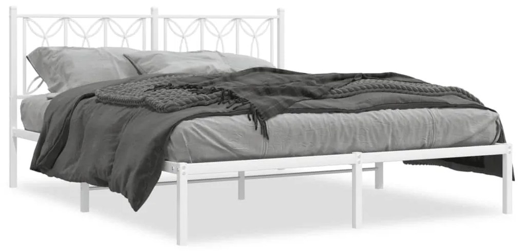 Estrutura de cama com cabeceira 150x200 cm metal branco