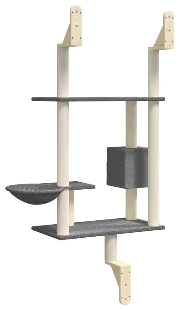 Árvore parede p/ gatos c/ poste arranhador 153 cm cinza-escuro