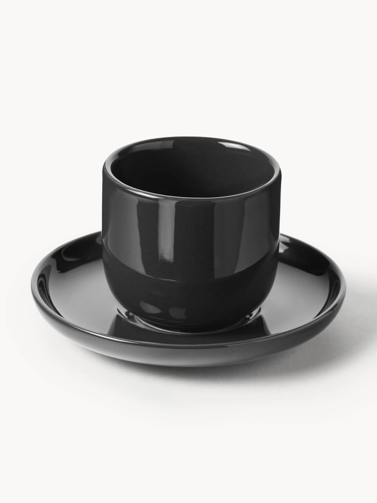 Chávenas de café expresso em porcelana com pires Nessa, 4 uni.