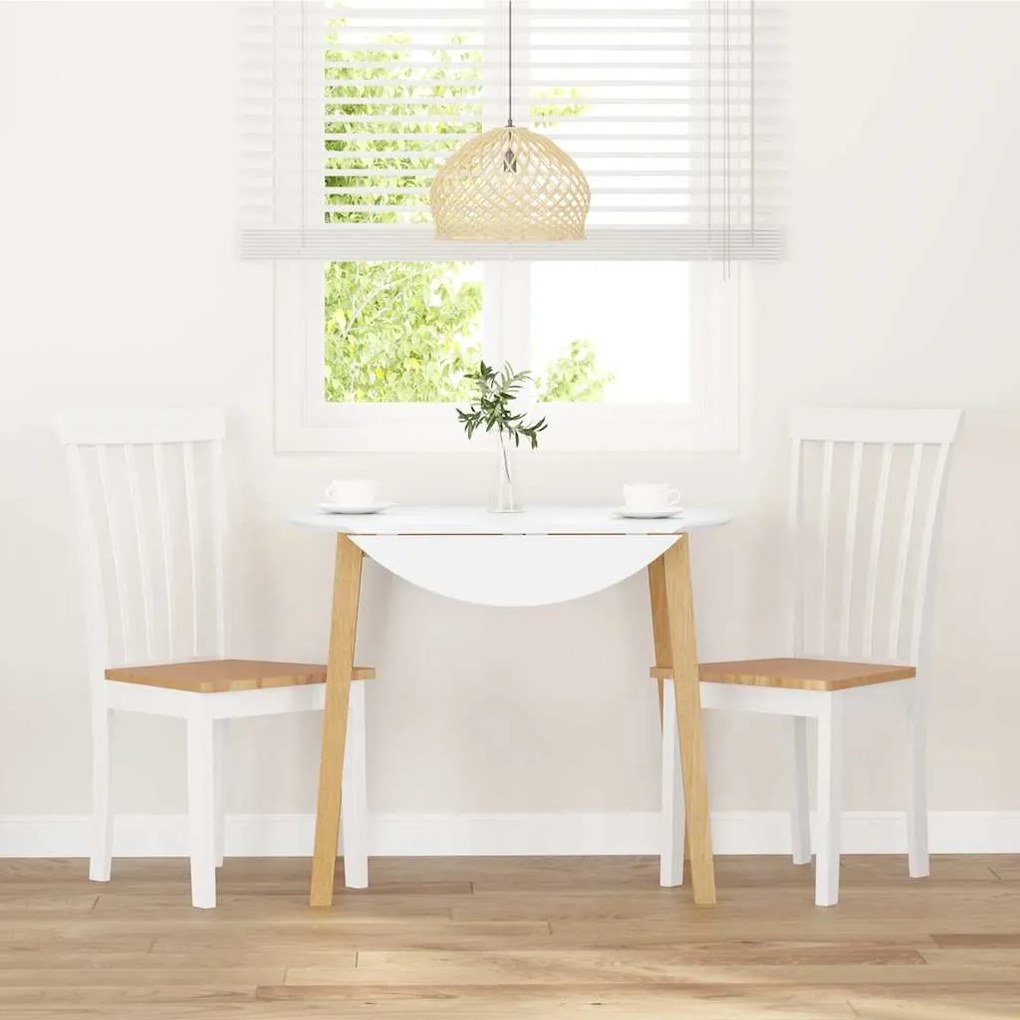 Cadeiras de jantar 2 pcs madeira de seringueira maciça branco