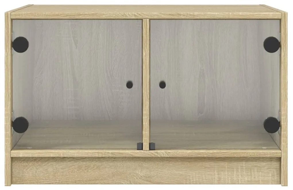 Mesa de centro c/ portas de vidro 68x50x42 cm carvalho sonoma