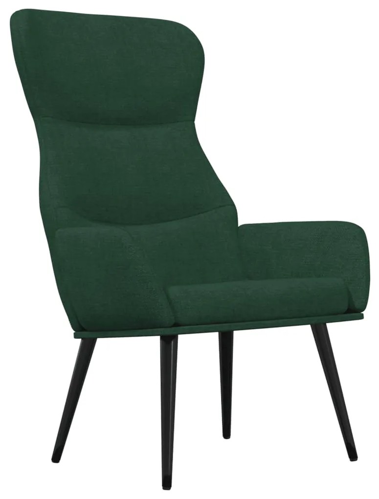 Cadeira de descanso com banco tecido verde-escuro