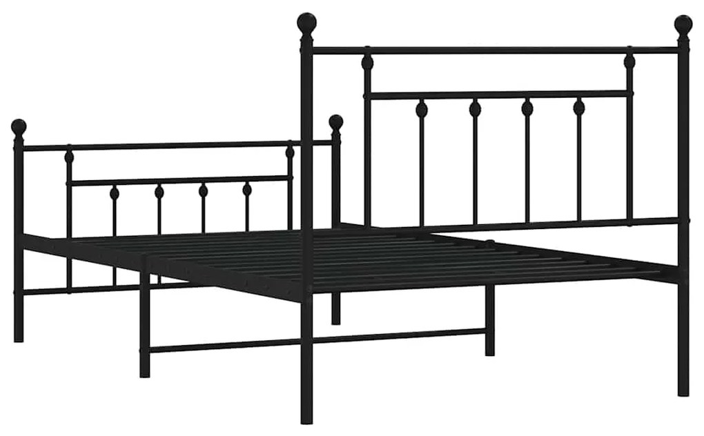 Estrutura de cama com cabeceira e pés 100x200 cm metal preto