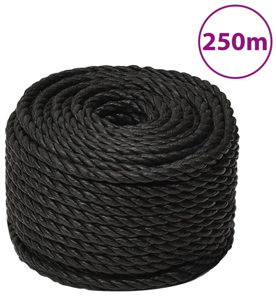 153024 vidaXL Corda de trabalho 14 mm 250 m polipropileno preto