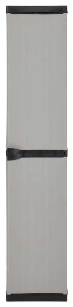 Armário arrumação jardim 3 prateleiras 34x40x168cm cinza/preto