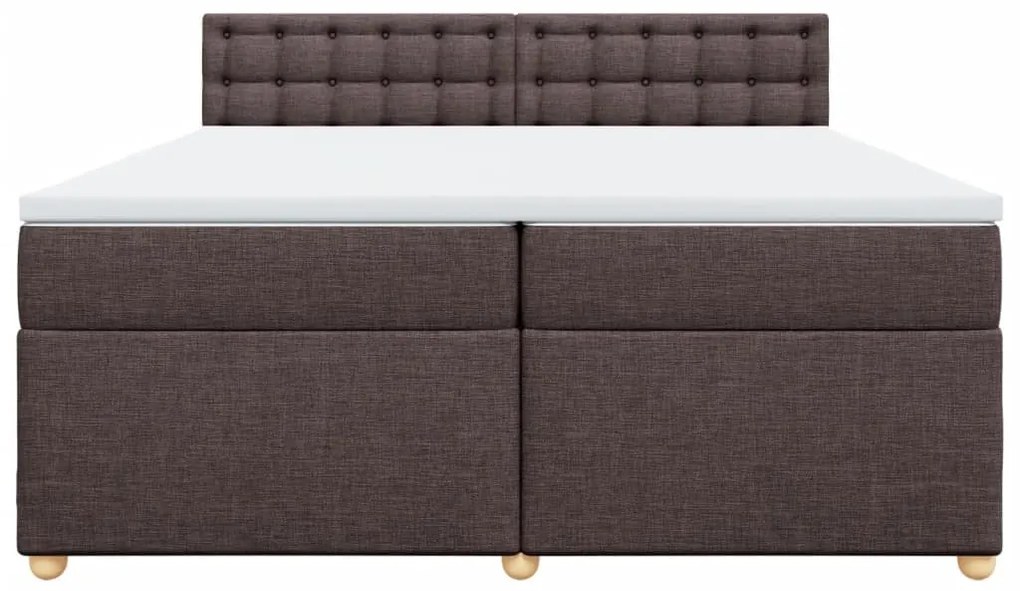 Cama com molas/colchão 200x200 cm tecido castanho-escuro