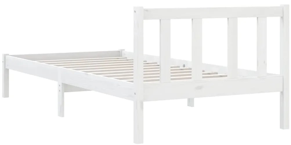 Estrutura de cama solteiro 90x190 cm pinho maciço branco