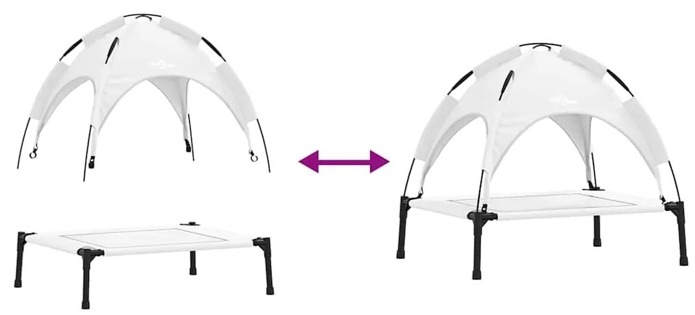 Cama Elevada para Cães com Cobertura Removível Cinza Prateado Metal